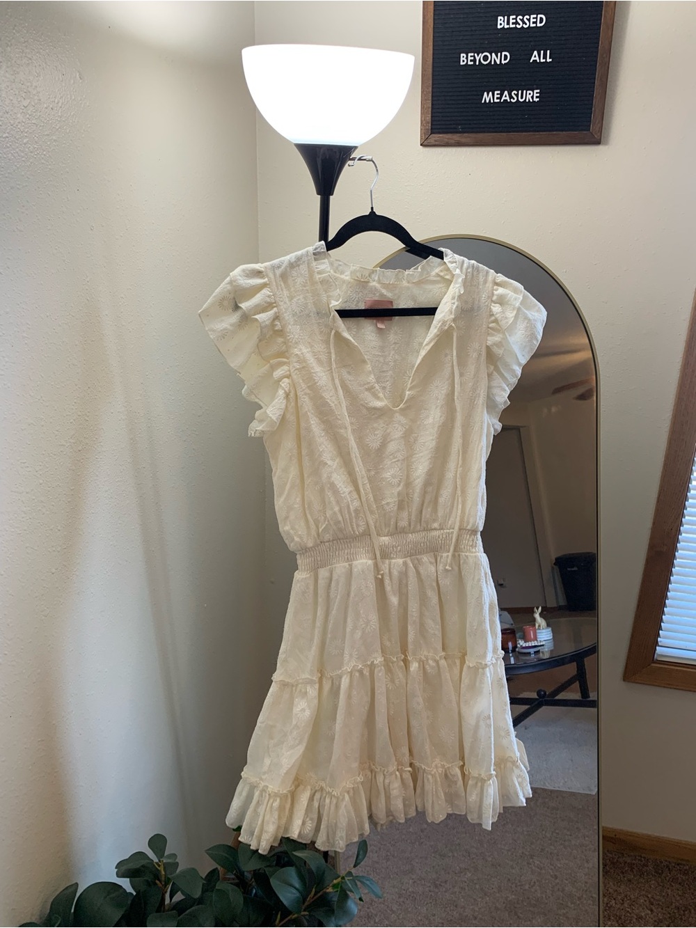 Show Me Your MuMu Cream Ruffle Tiered Mini Dress